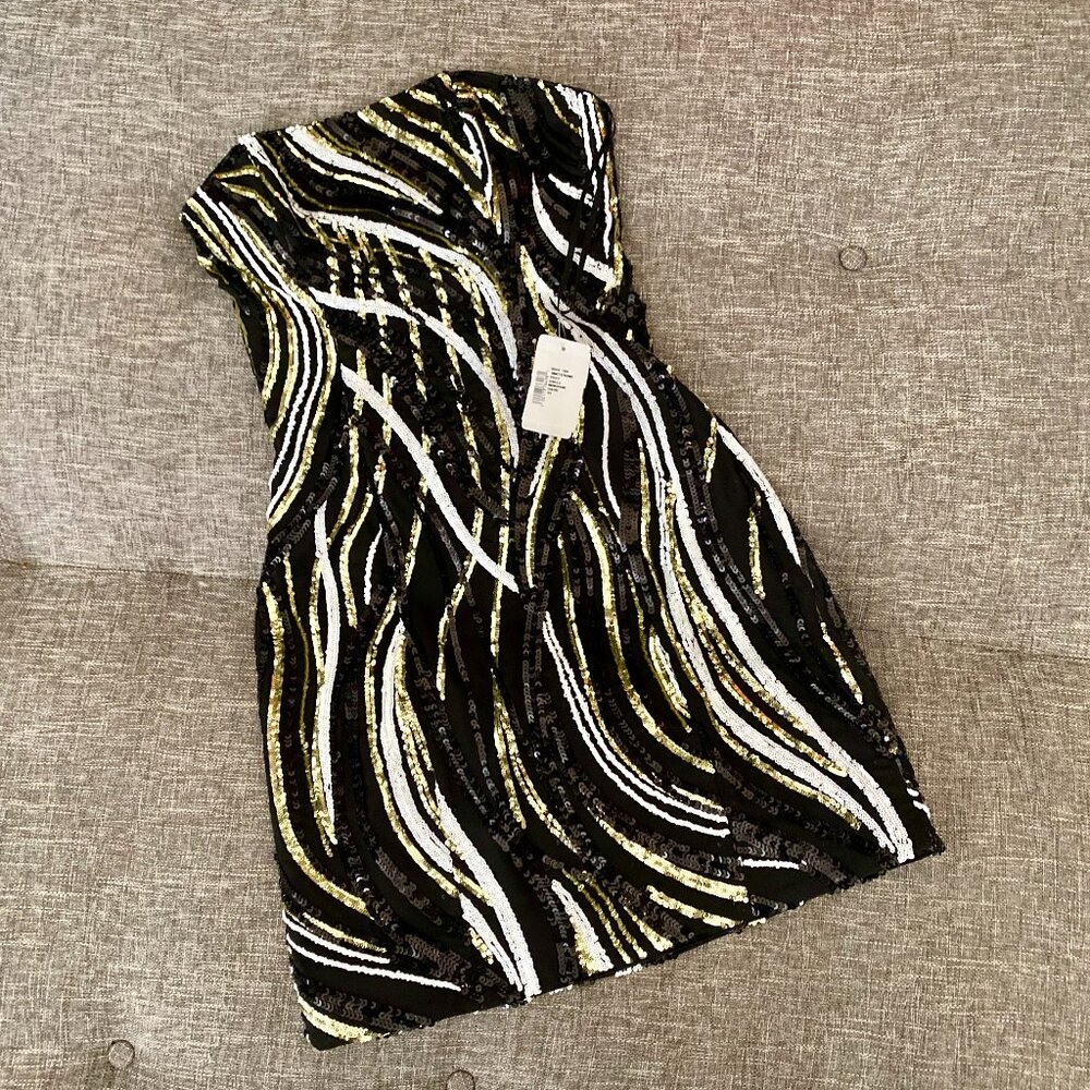 Halpern Sequin Striped Minidress 34 (0) in Dark